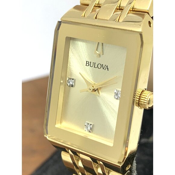Bulova Women’s Watch 97P140 Quartz Diamond Dial Gold Tone Stainless Steel - Picture 1 of 13